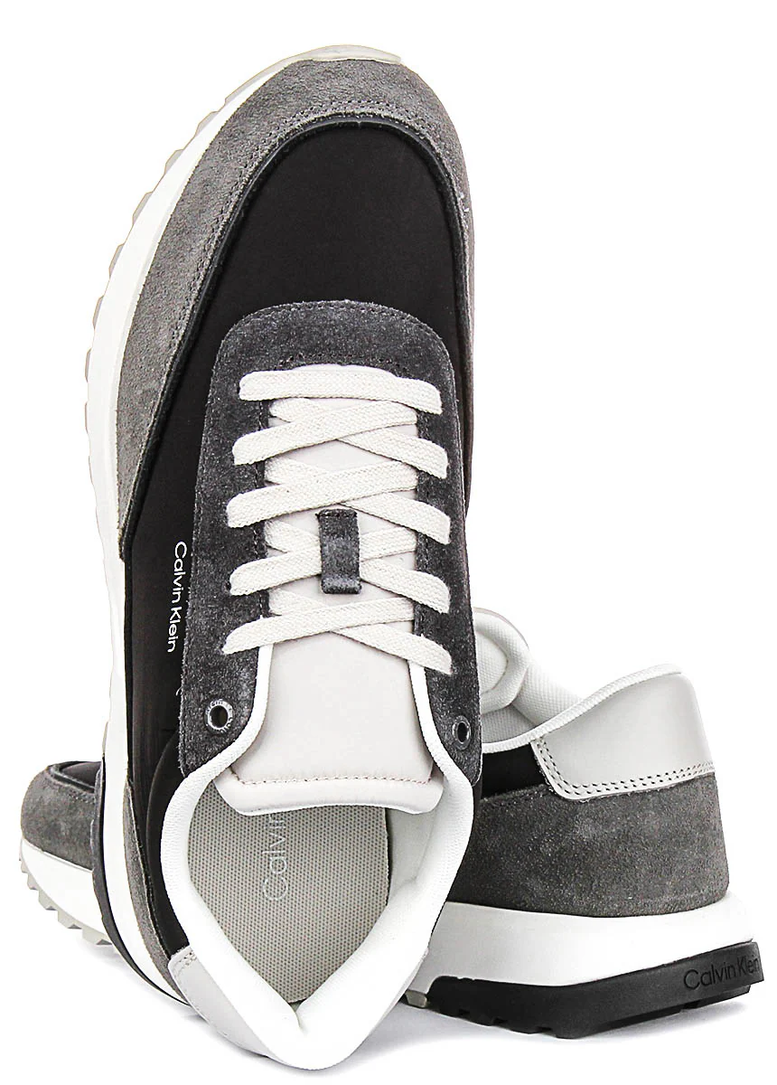 Calvin Klein Low Top Lace up Runner In Grey Black For Men - Image 4