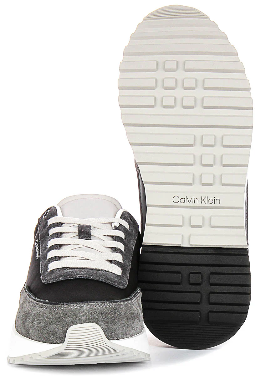 Calvin Klein Low Top Lace up Runner In Grey Black For Men - Image 5