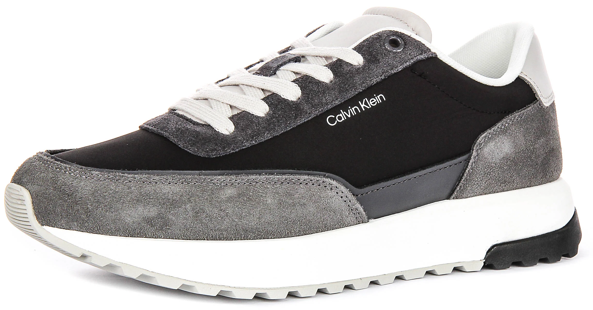 Calvin Klein Low Top Lace up Runner In Grey Black For Men - Image 6