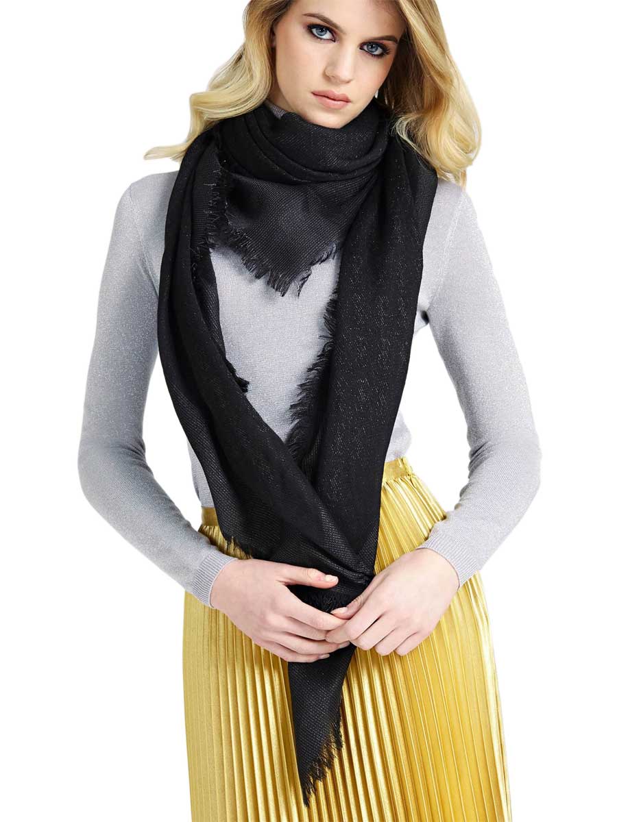 Guess Women's Vintage Fringed Hem Kefiah Scarf In Black - Image 3