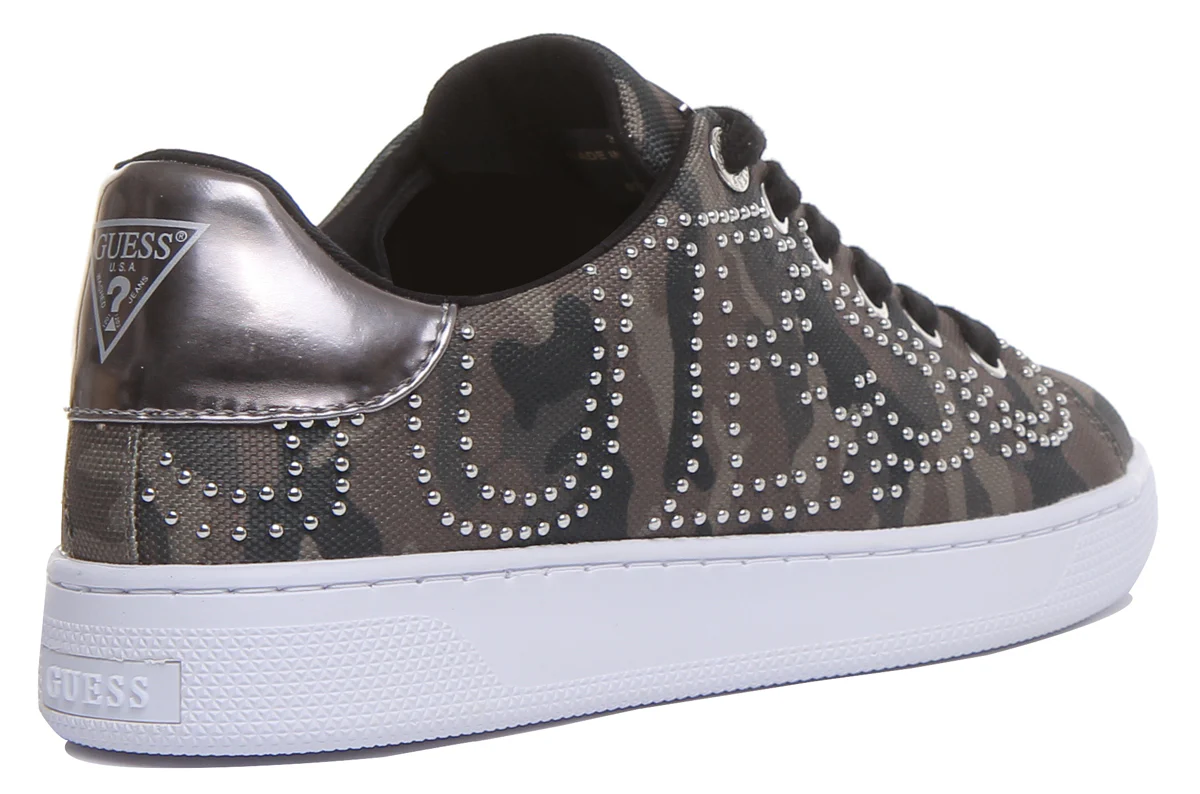 Guess Razz 2 Active Women's Lace Up Stud Logo Sneakers In Olive - Image 3