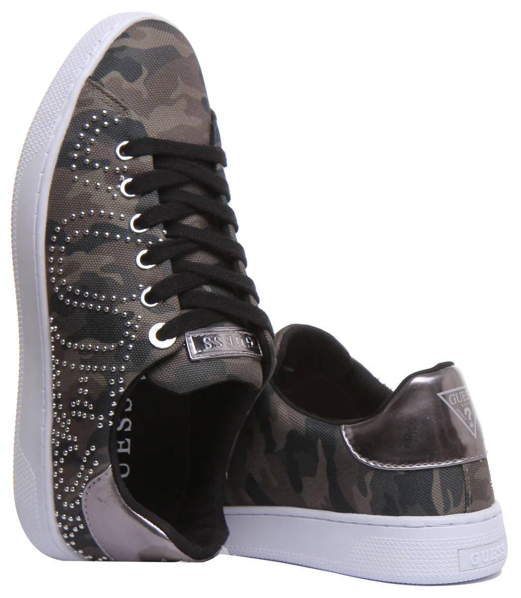 Guess Razz 2 Active Women's Lace Up Stud Logo Sneakers In Olive - Image 4