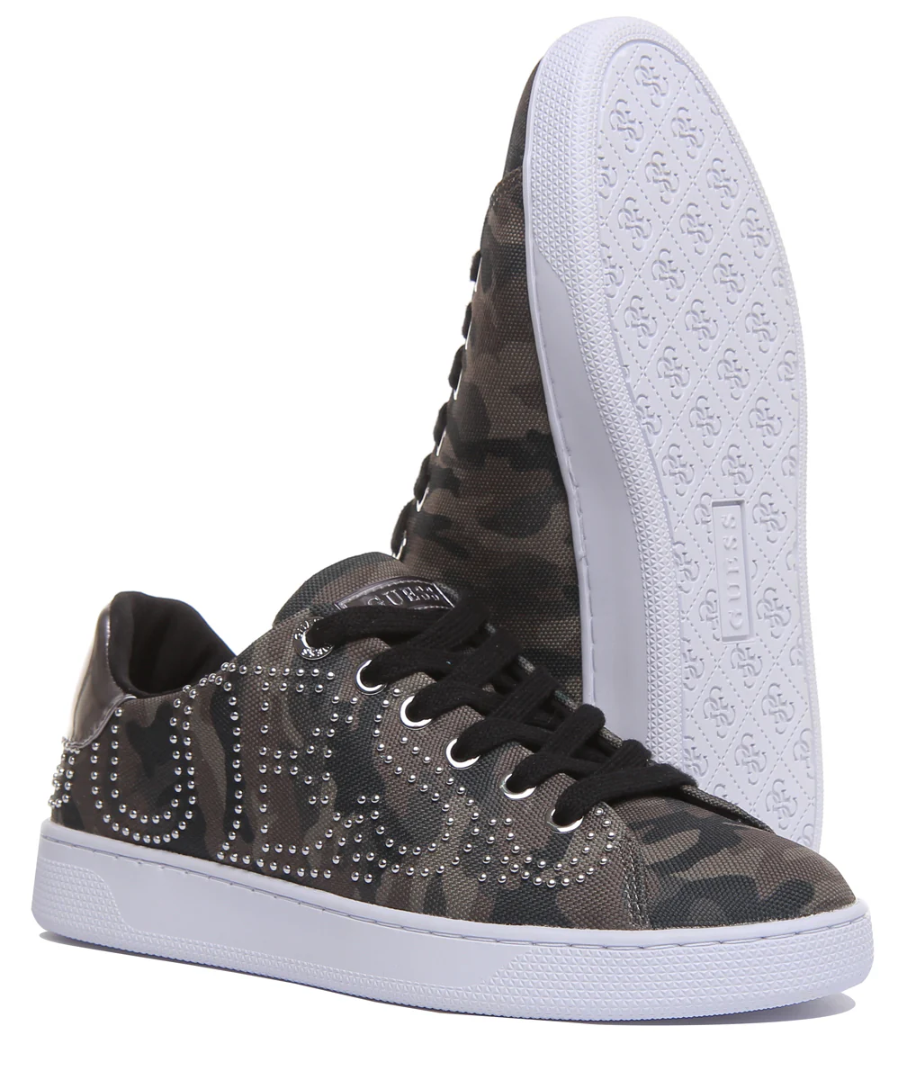 Guess Razz 2 Active Women's Lace Up Stud Logo Sneakers In Olive - Image 5
