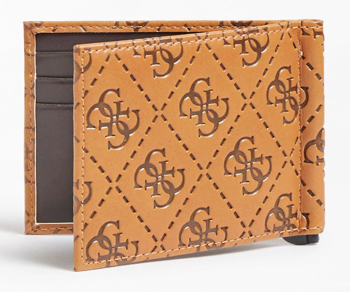 Guess Card Case Wallet In Cognac For Men - Image 5