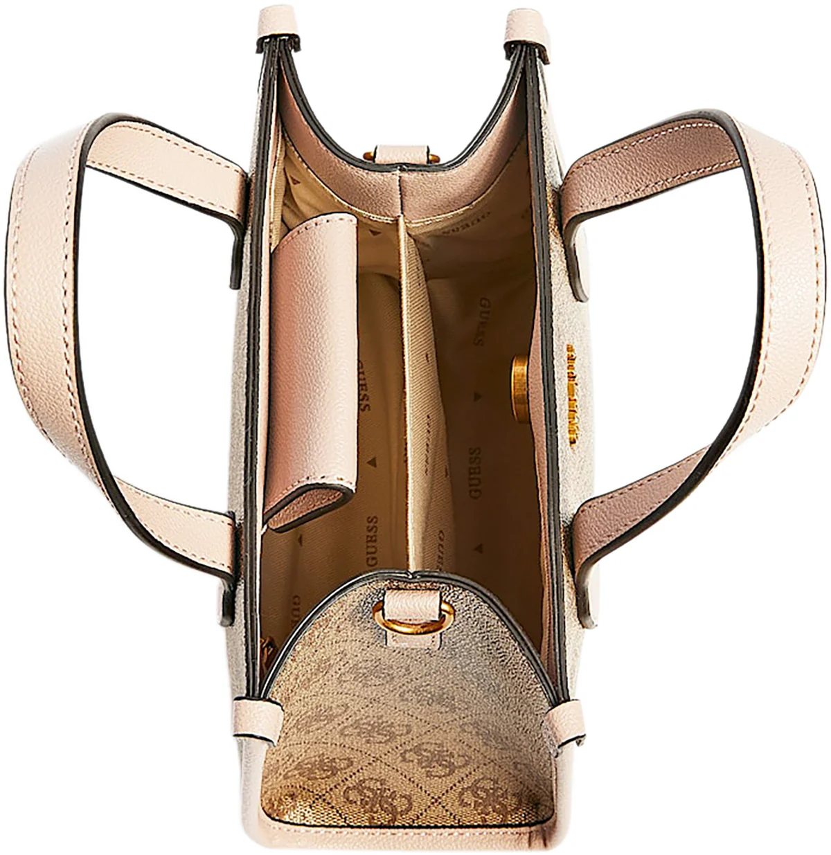 Guess Mini Shopping Silvana Bag In 4G Lattee For Women - Image 5