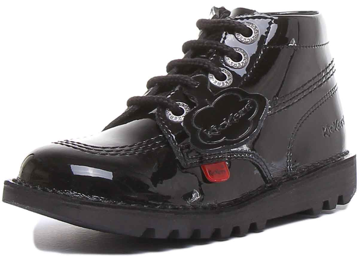 Kickers Kick Hi Zip In Black Patent in Infants UK Size 5 - 12 - Image 6