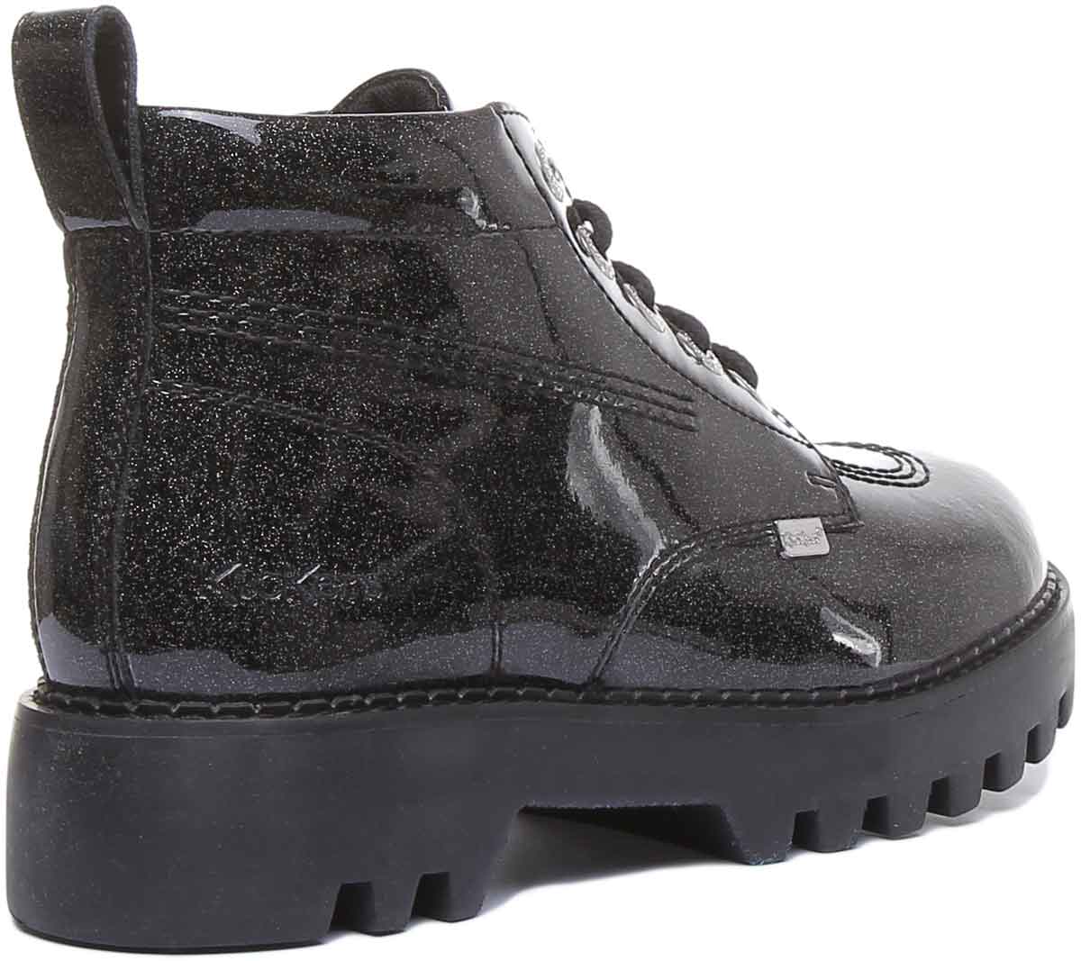 Kickers Kizziie Hi Platform In Black Glitter Patent in UK Size 3 - 8 - Image 3