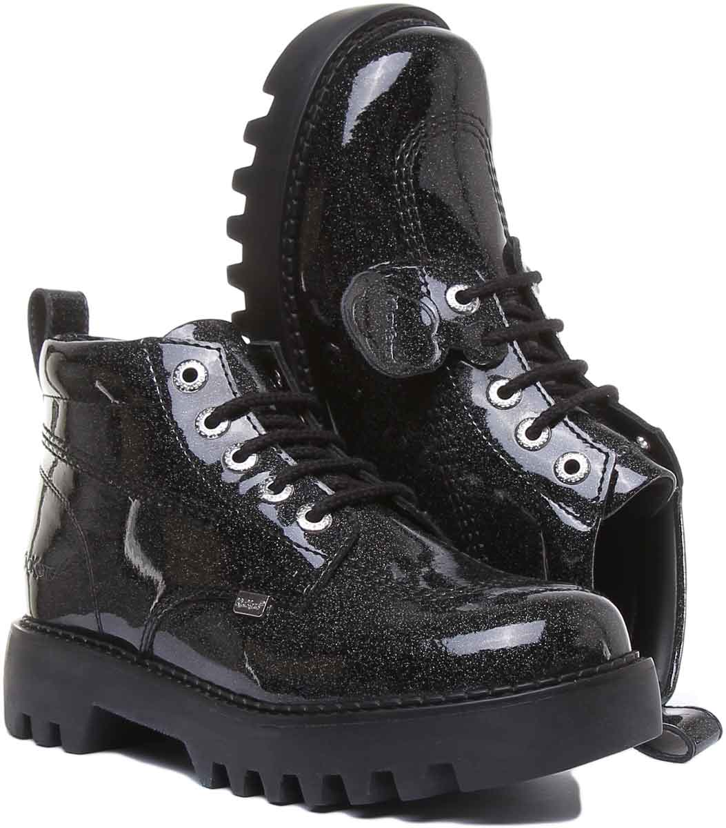 Kickers Kizziie Hi Platform In Black Glitter Patent in UK Size 3 - 8 - Image 5