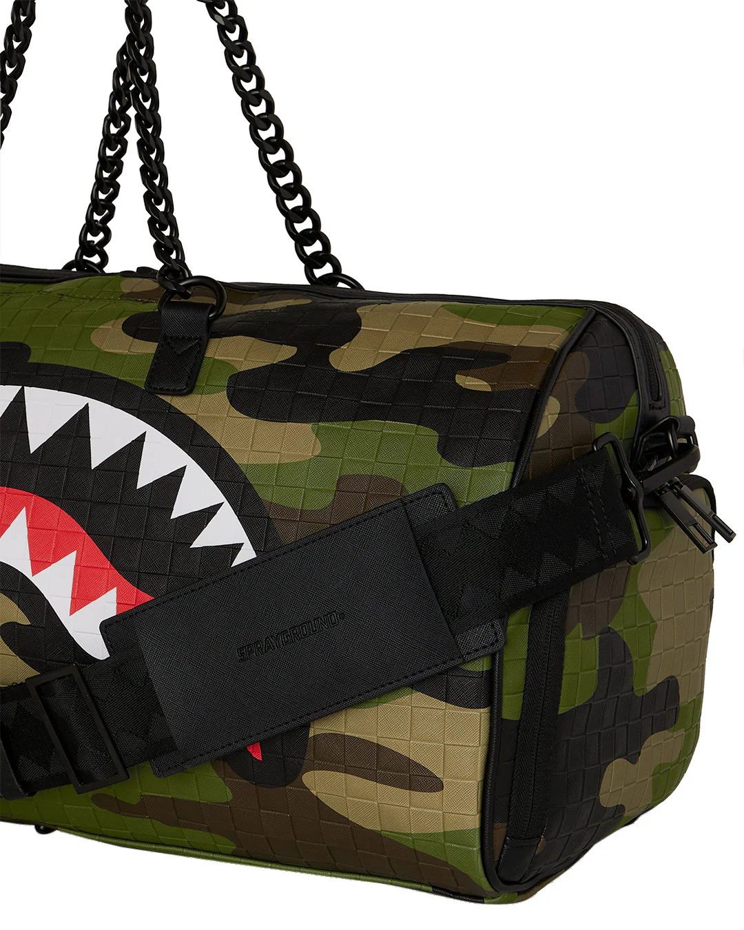 Sprayground Woodland Camo Check Duffle In Green - Image 4