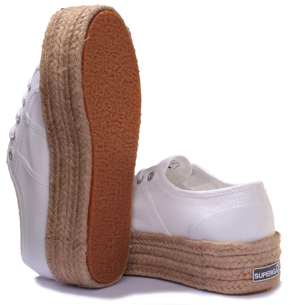 Superga 2790 Cotropew Espradille Flatform Trainer In White - Image 4