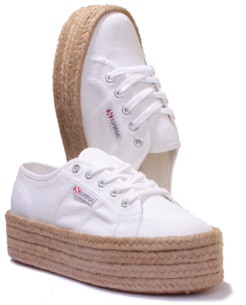 Superga 2790 Cotropew Espradille Flatform Trainer In White - Image 5