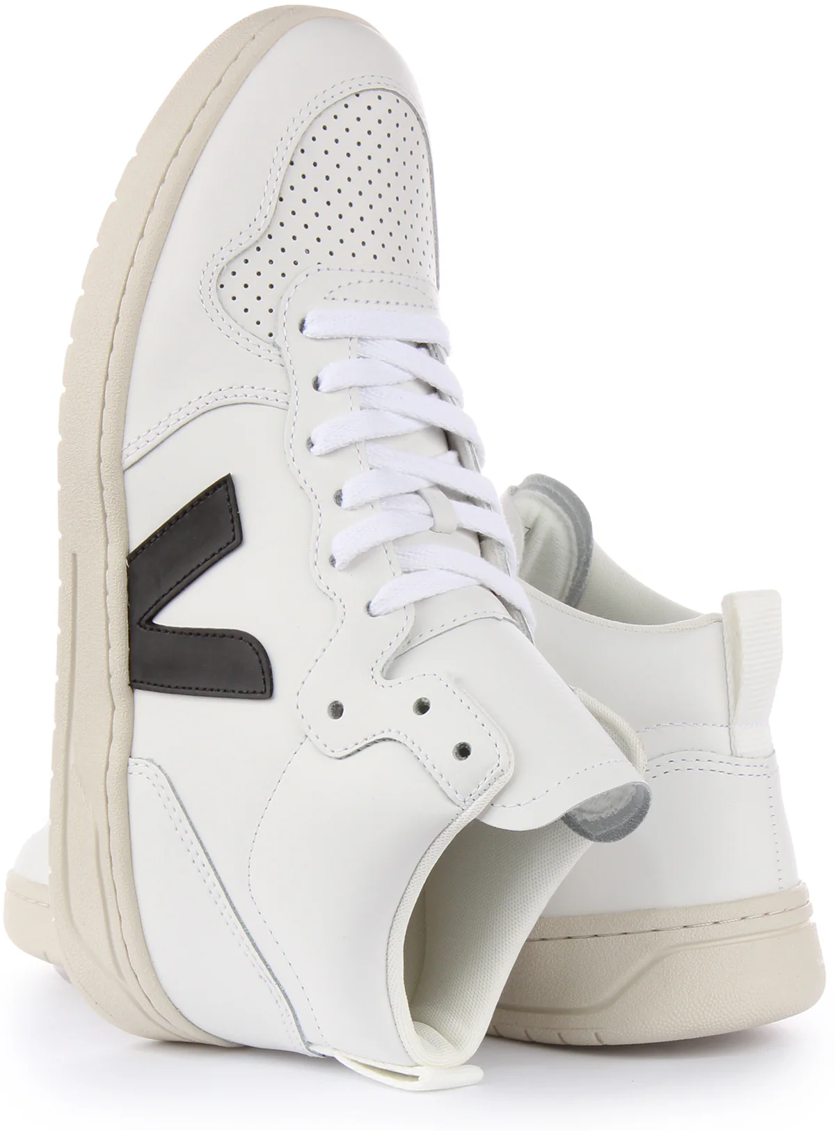 Veja V-15 Leather In White Black For Men - Image 4
